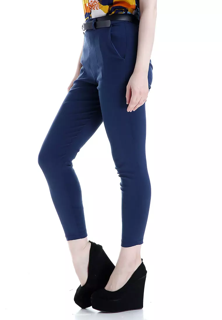 Hazel Celana Chino Wanita Bawahan Kasual Baggy Pants Woman - Navy