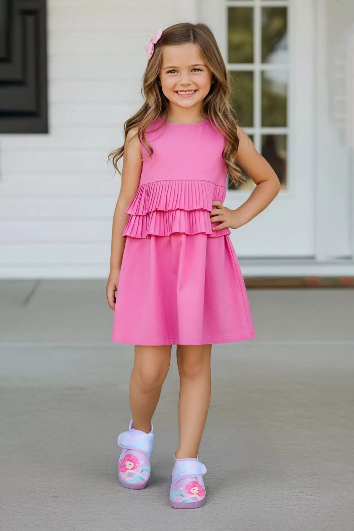 Lilac Little Girl's Mermaid Printed Kids Slippers Takaw26Er00001