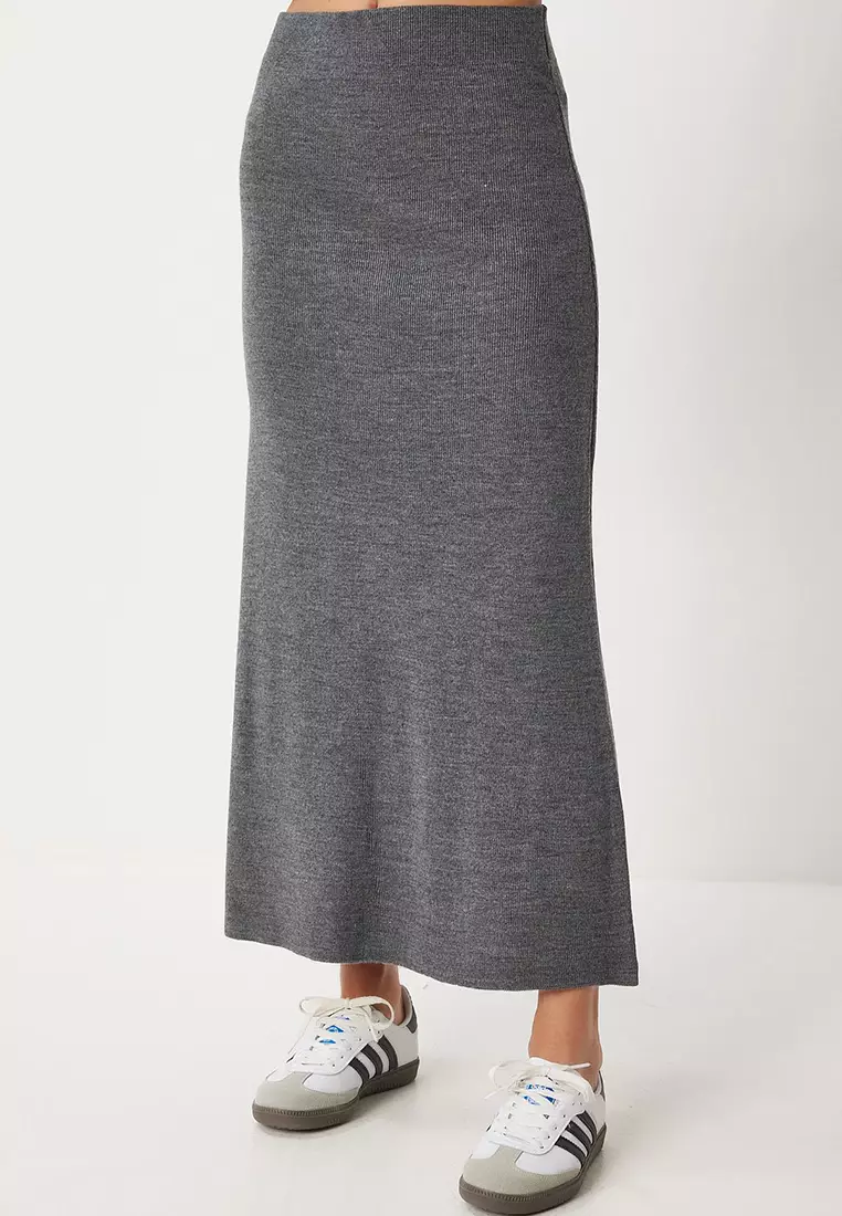 Polo Neck Knitwear Cardigan Skirt Set