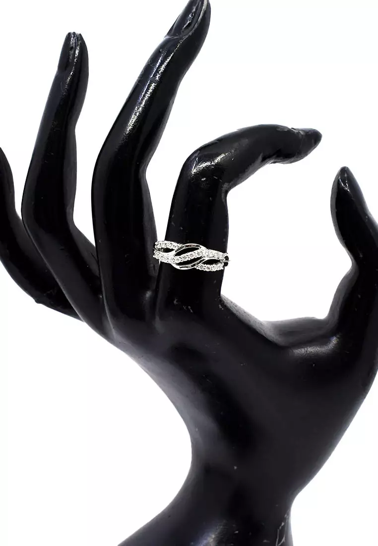 14K Locally Made White Gold Lady Ring with Diamonds