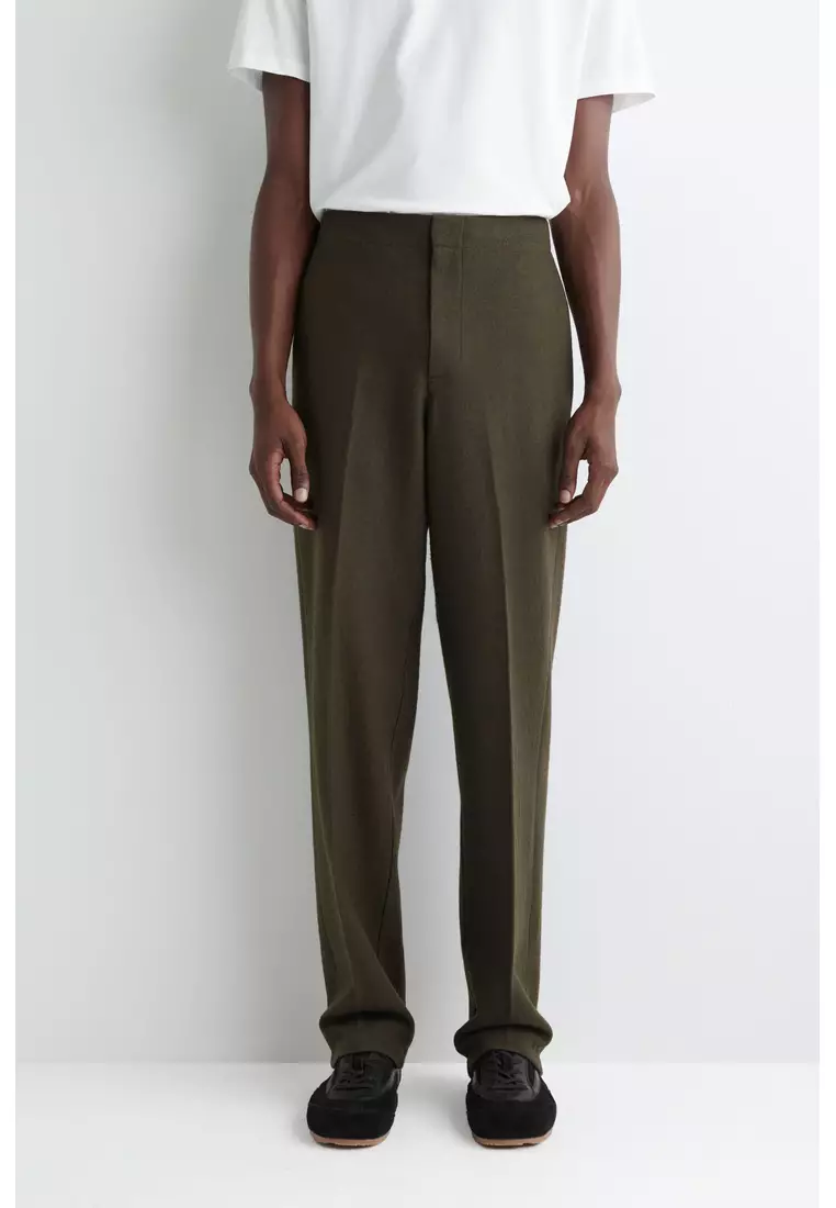 ELASTICATED BOILED-WOOL TROUSERS