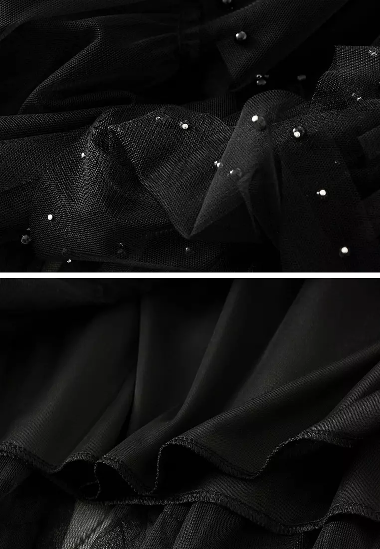Heavily Embellished Tulle Tiered Skirt AF1220