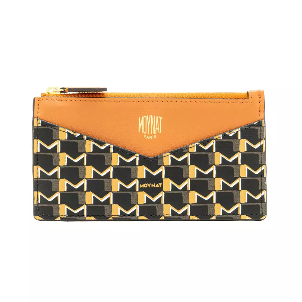 Card Holder Zipper Toile Brown