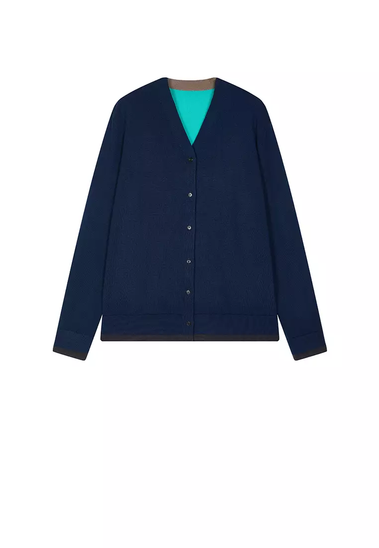 巴素兰羊毛宽松中长款开襟针织衫