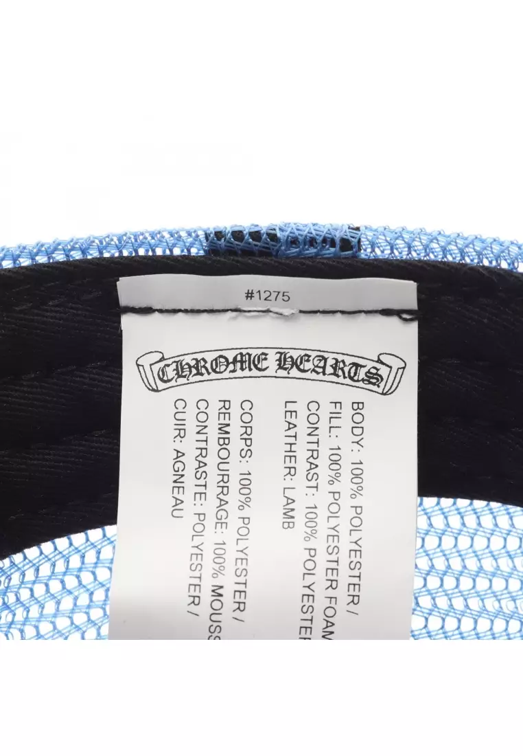 Pre-Loved Chrome Hearts 3 Cemetery Cross Patch baseball cap cap blue white mesh