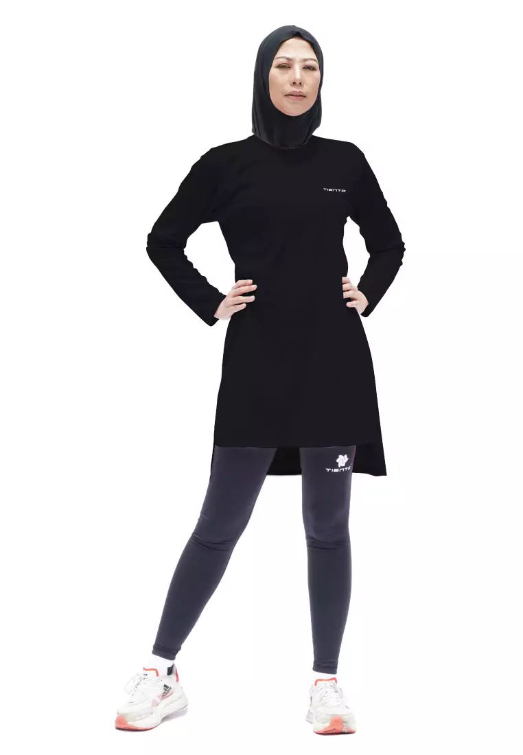 Tiento Aleeya Long Sleeve Dry Fit Basic Sporty Baju Kaos Olahraga Lengan Panjang Wanita Muslimah Remaja Dewasa Lari Gym Senam Yoga Tenis