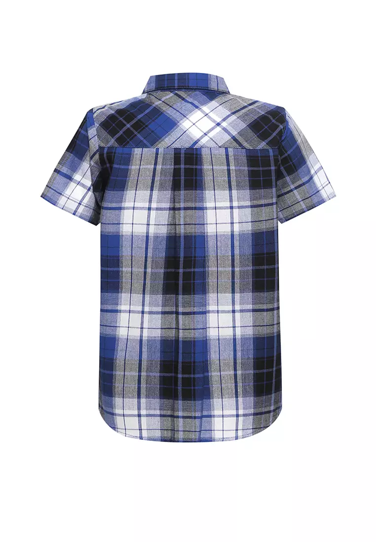 Qna Boy Tarendra Kemeja Pendek Anak Biru Motif Kotak