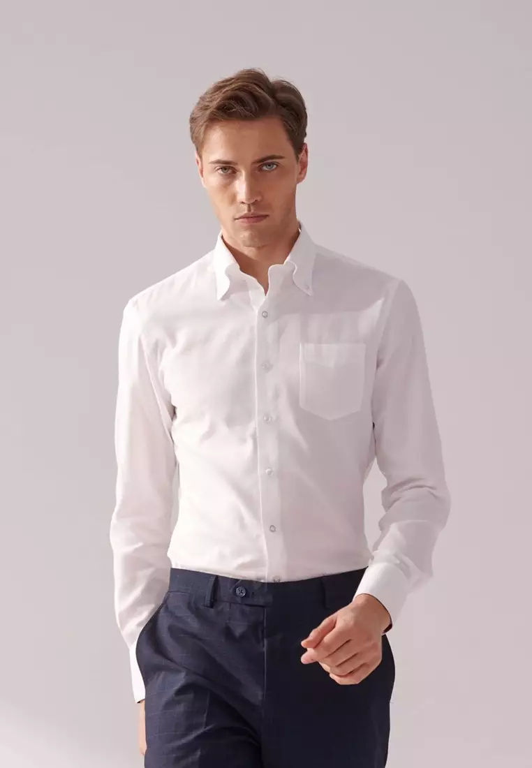 白色織紋標準版襯衫