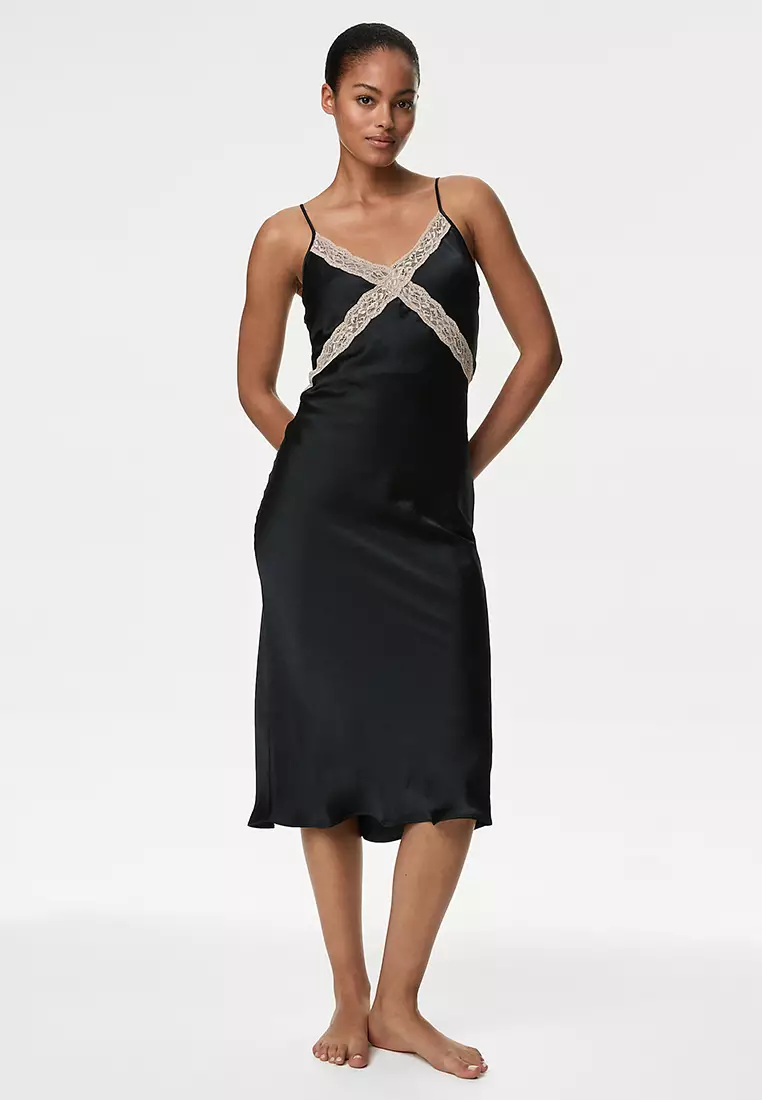 Satin Lace Detail Chemise