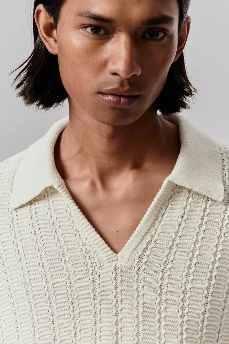 Regular Fit Textured-knit polo shirt