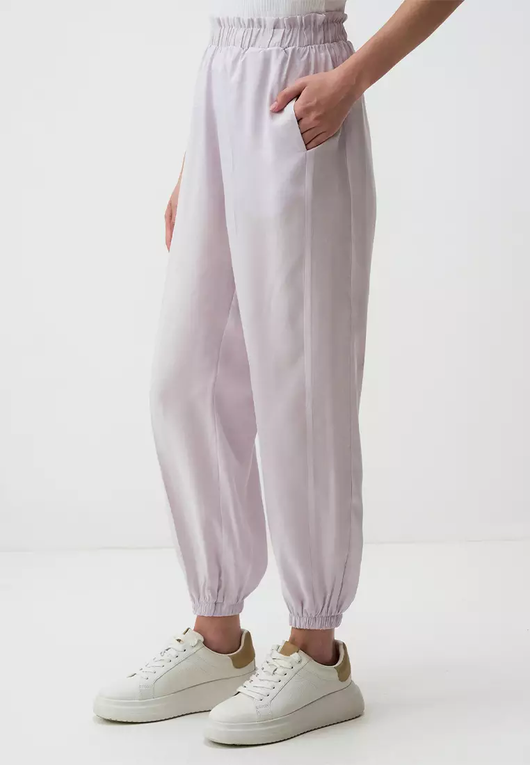 Jimmy Key Lilac Elastic Waist Narrow Leg Pockets Trousers