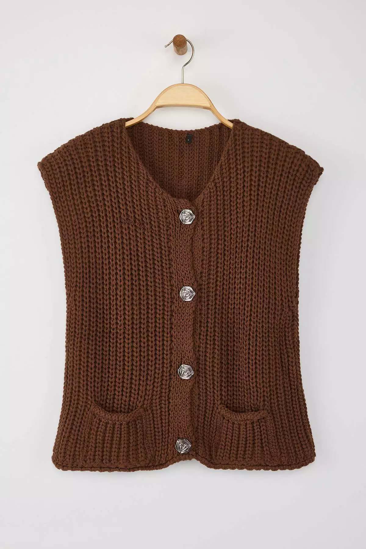 Brown Soft Textured Fitted Vest