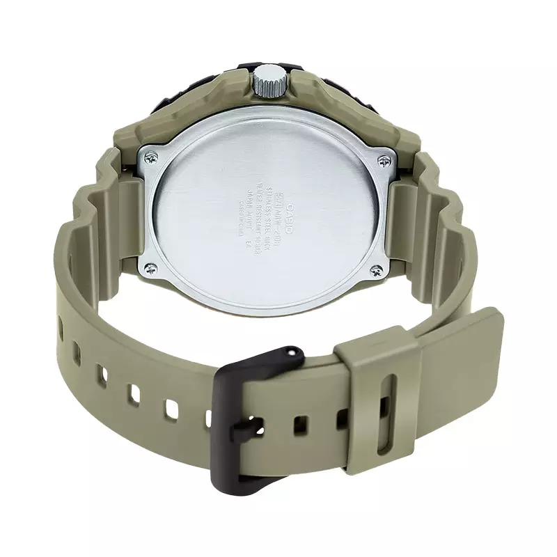 Jam Tangan Pria Casio General MRW-210H-5AVDF Black Dial Olive Green Resin Strap