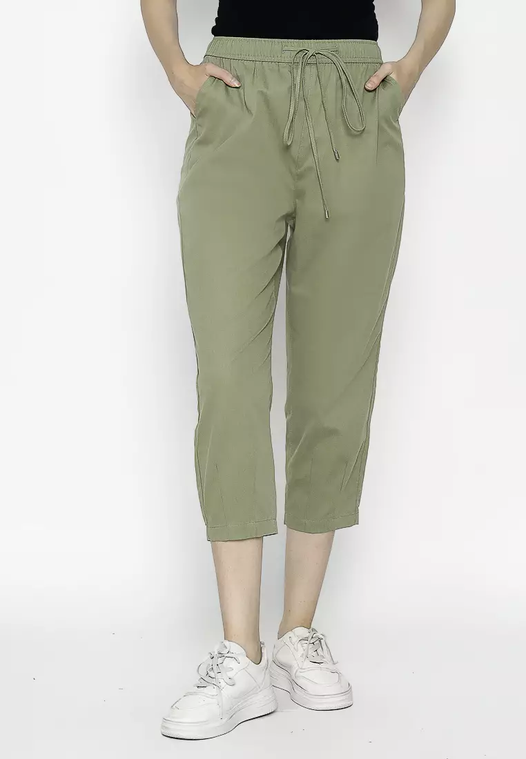 Urban Exchange Gianna Olive Tapered Pants - Casual Pants Celana Panjang Green Warna Olive