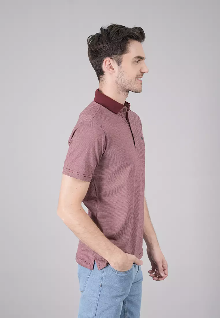 LGS - Kaos Casual Pria - Kaos Kerah Wangky - Lengan Pendek - Maroon - JWS.324.L3128F.01