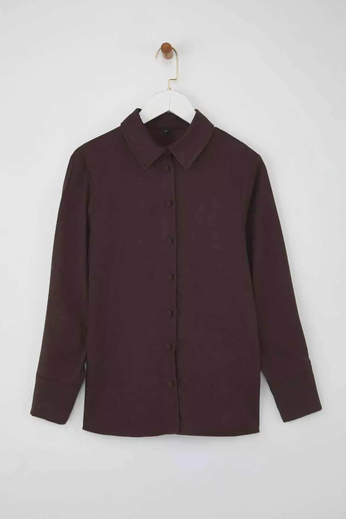 Dark Brown Regular Fit Suede Shirt Twoaw26Go00027