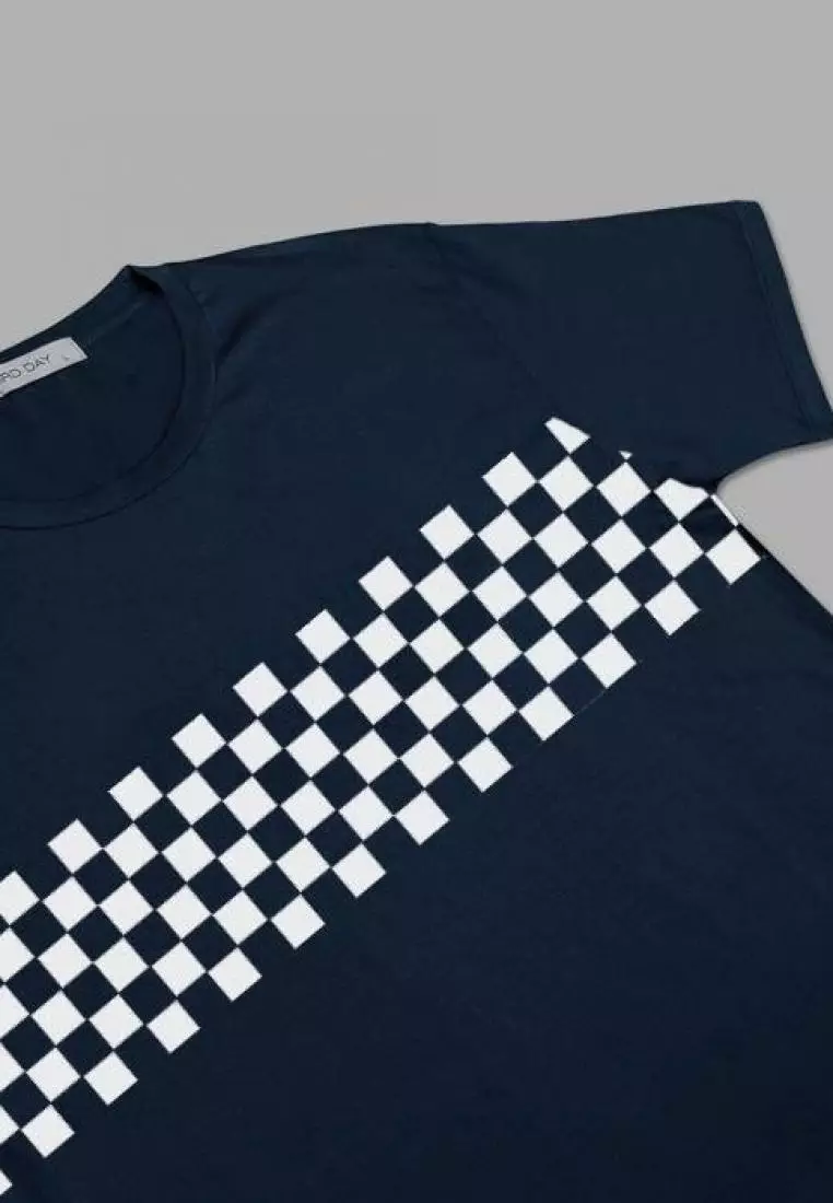 MT594K - s/s men chessboard navyS