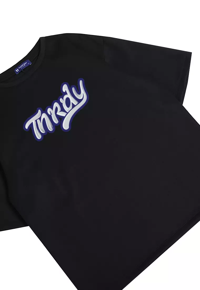 MTP73 kaos oversize quotes bahan tebal scuba anti kusut pria distro thrdy paste hitam