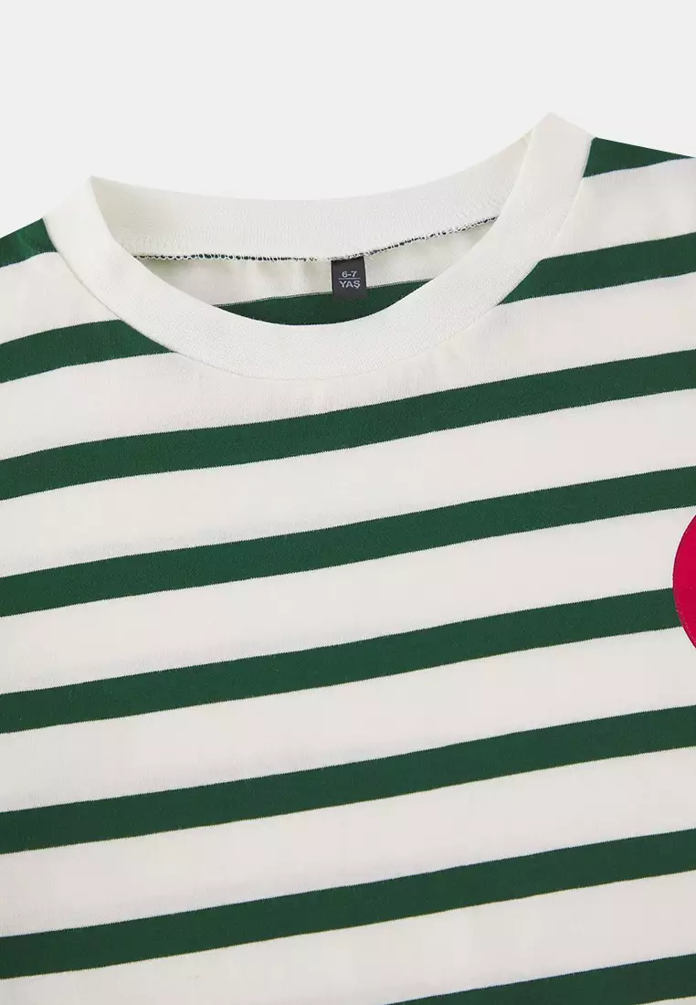 Green Striped Knitted T-Shirt Tkdss25Ts00037