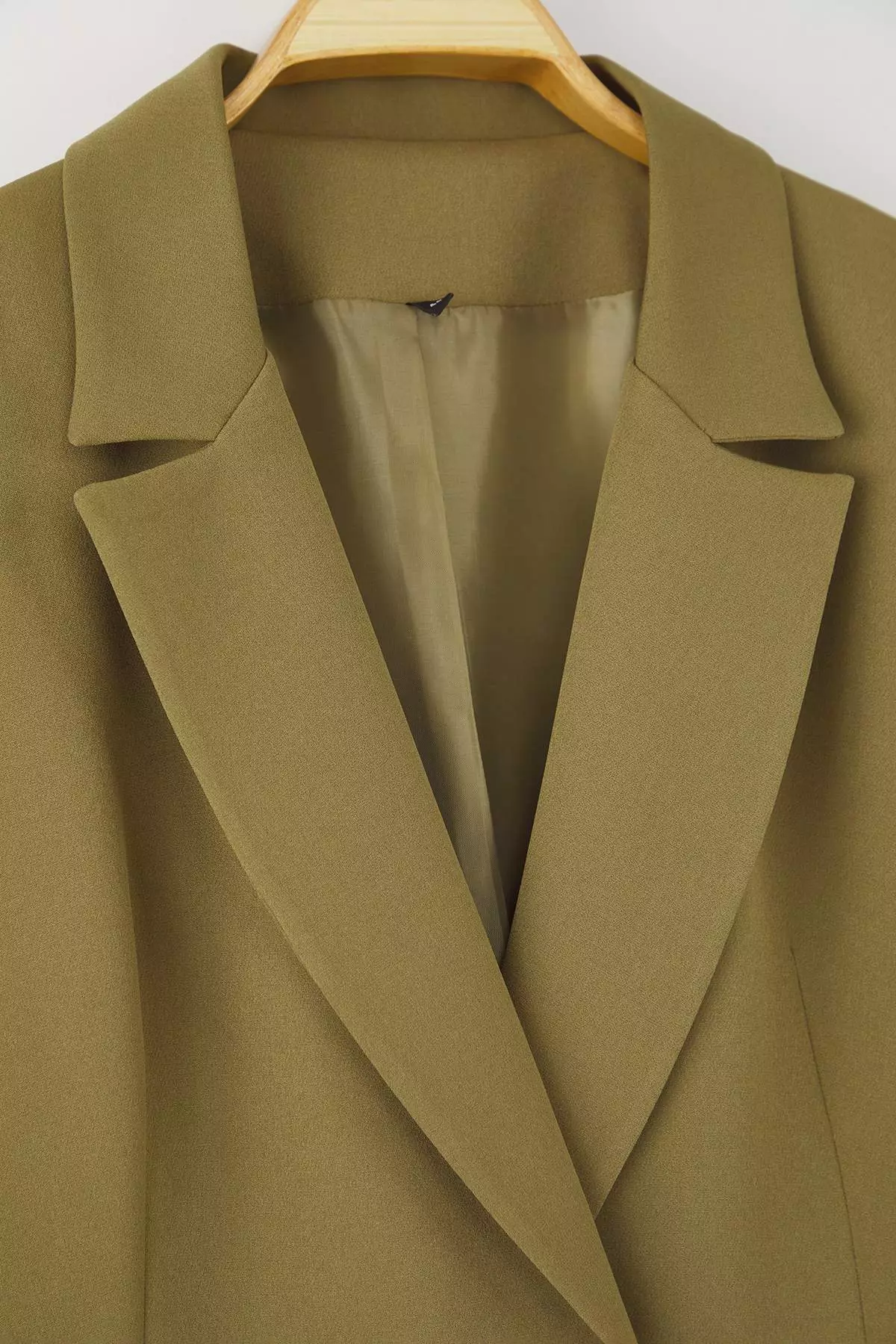 Khaki Oversize Lined Button Woven Plus Size Blazer Jacket Tbbaw26Ag00006