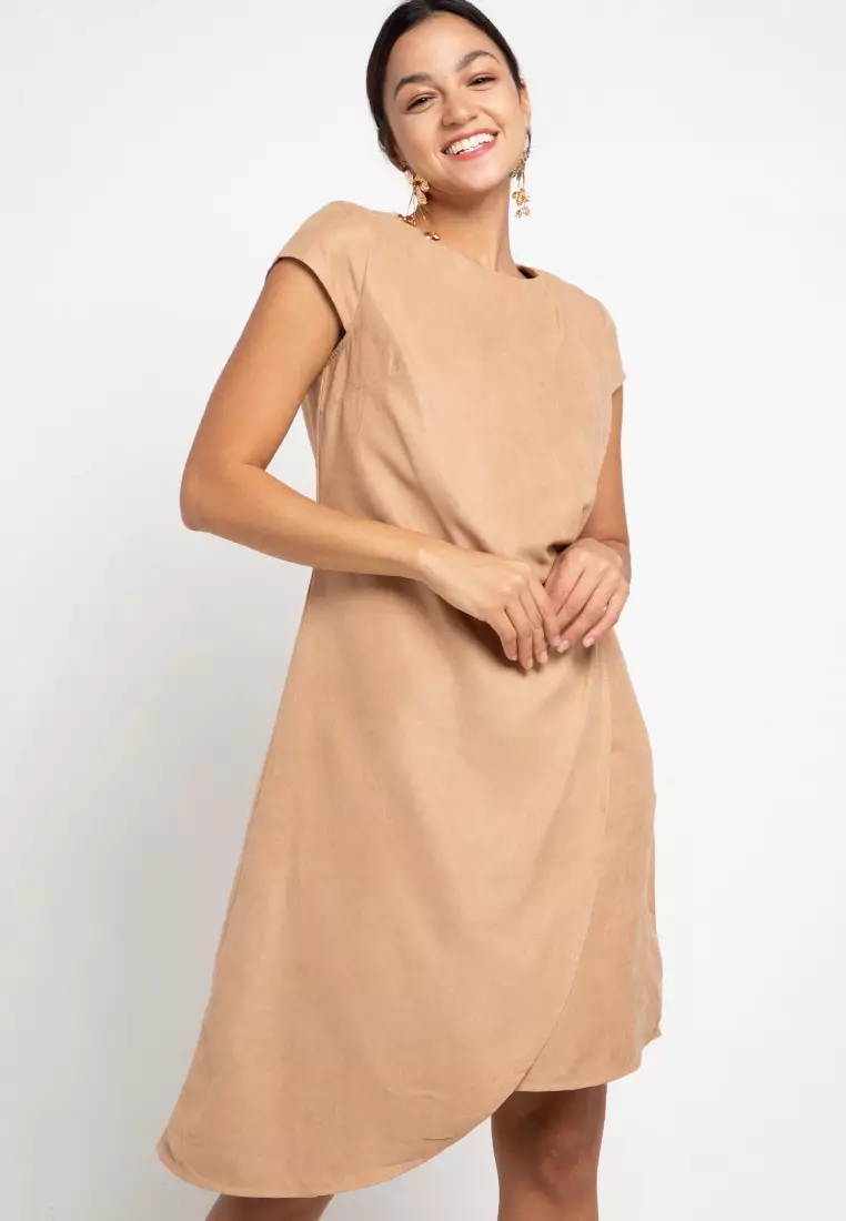 Sophistix Darby Assymetrical Dress in Beige
