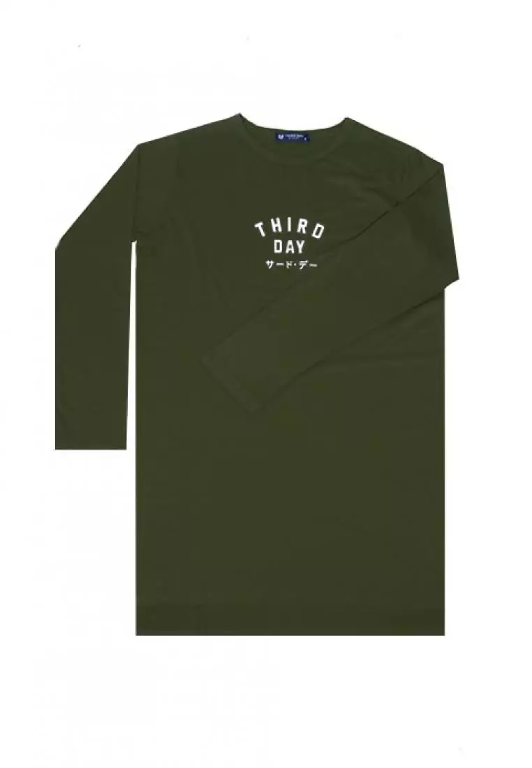 LTC10 mls td simple hijau army kaos tangan panjang hijab