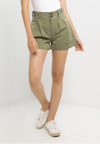 REPLAY green REPLAY REGULAR FIT HIGH-WAISTED SHORTS ESSENTIAL 92931AA880AED1GS_1