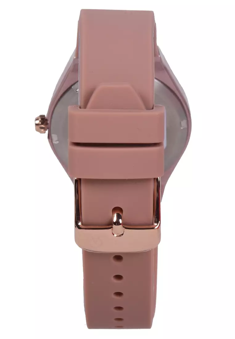 Alexandre Christie - Jam Tangan Analog Wanita - Rosegold - Peach Rubber Strap - 2A07 LHRRGLK