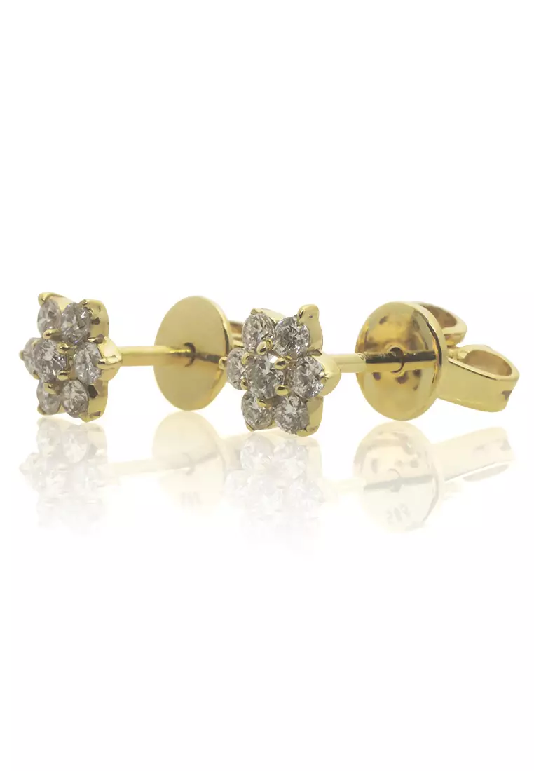 Flower Studs Earrings 14k Gold