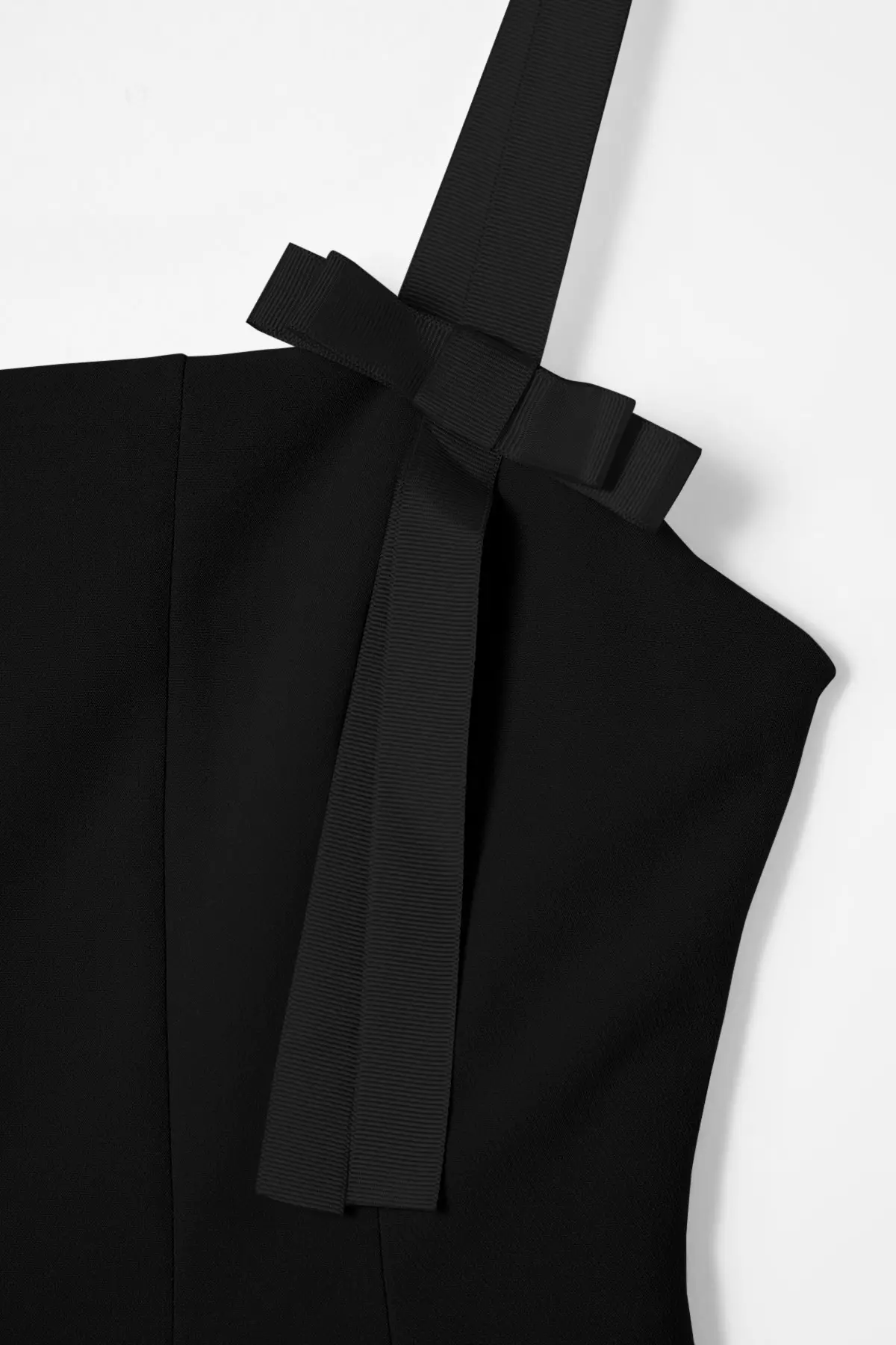 Black A-Line Bow Detailed Woven Chic Midi Evening Night Graduation Dress TPRSS25EL00079