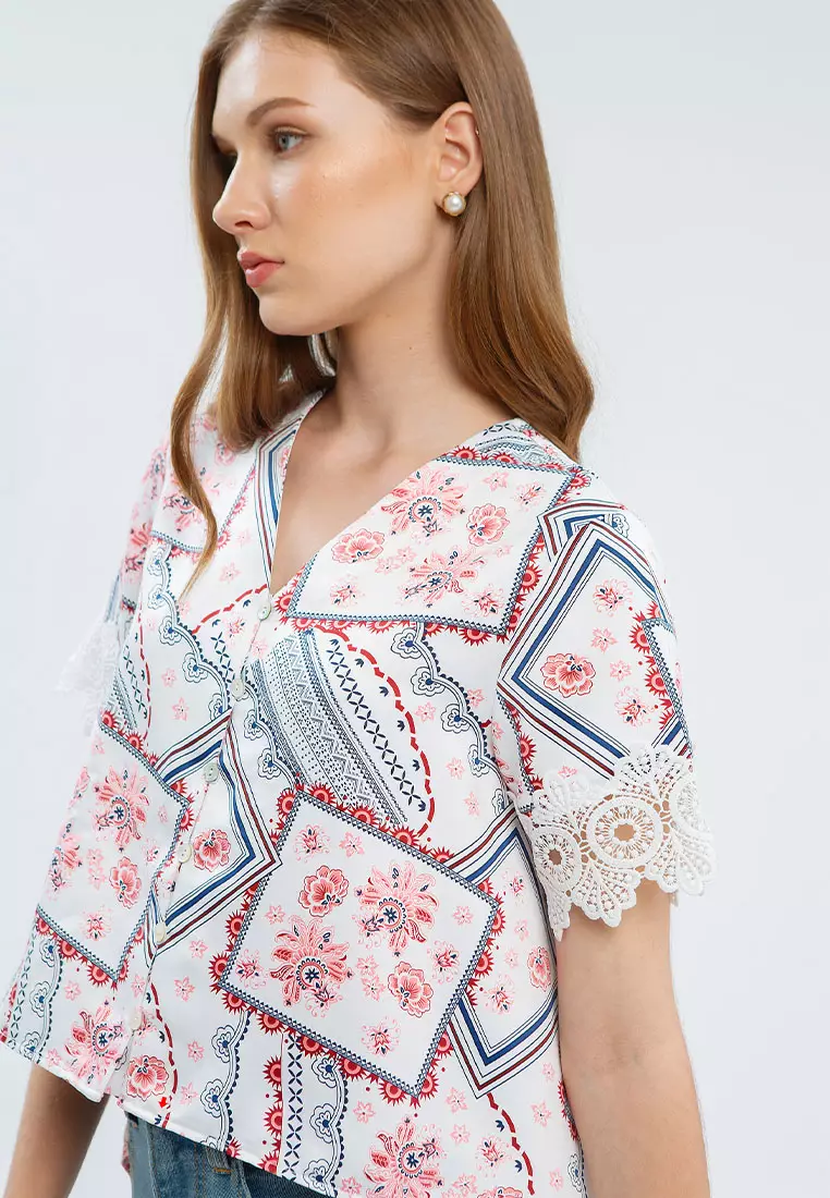 Minimal Giandra Blouse Red White