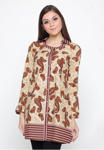 A&D MS 758B Batik Blouse Long Sleeve - Brown