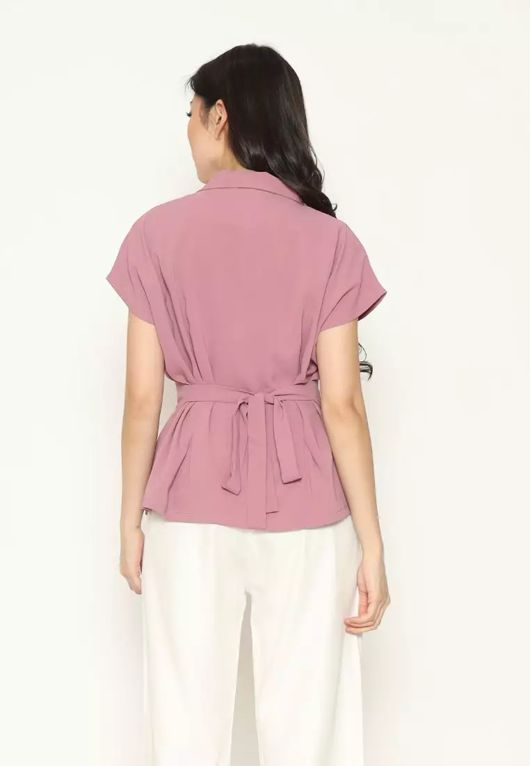 Urban Exchange Diandra Blouse Pink - Atasan Blouse Lengan Pendek
