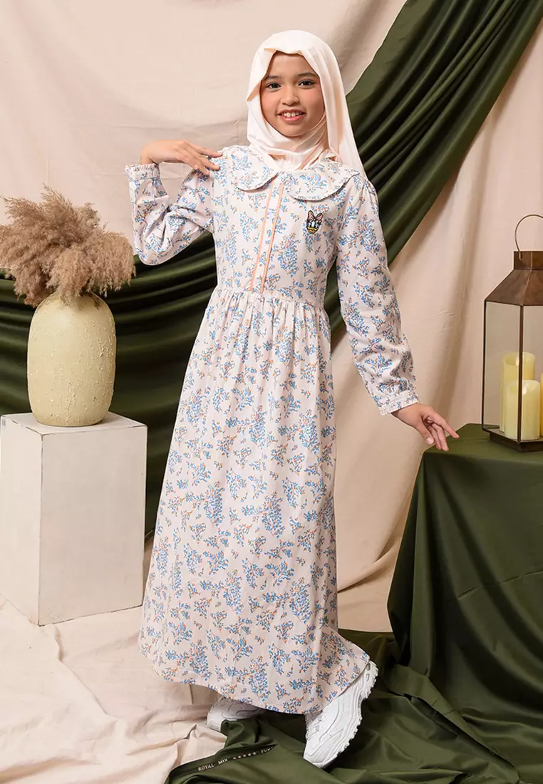 Shirt dress maxi cotton/ Ghamis dress katun anak/ Daisy Be Bright