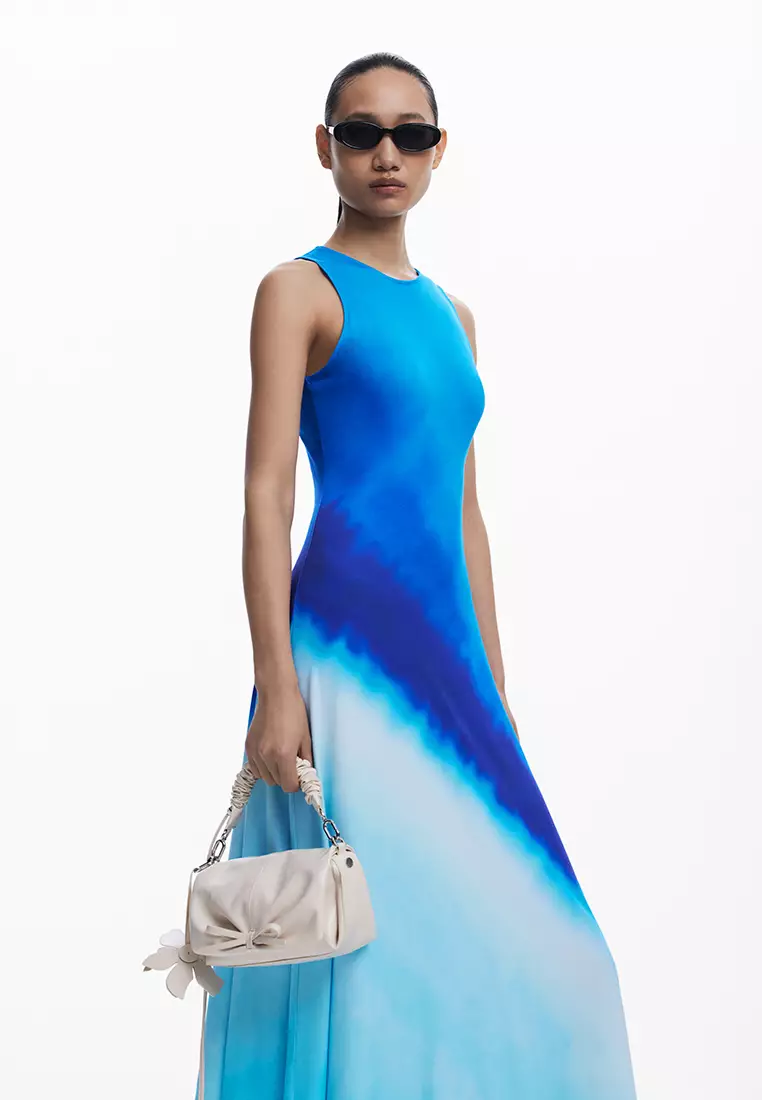 Tie-dye ruched dress