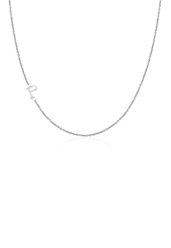 Moody Mood silver .925 Sterling Silver Sideway Letter P Necklace (18k white gold plating) 31817ACE3C9C72GS_1