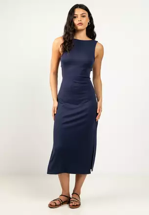 knee length dresses for ladies Superdry Long Sleeve Tiered Midi Dress Blue Alma Floral Mix main image 1