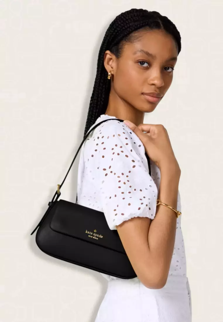 Kate Spade Madison Saffiano Leather Small Flap Shoulder Bag Black