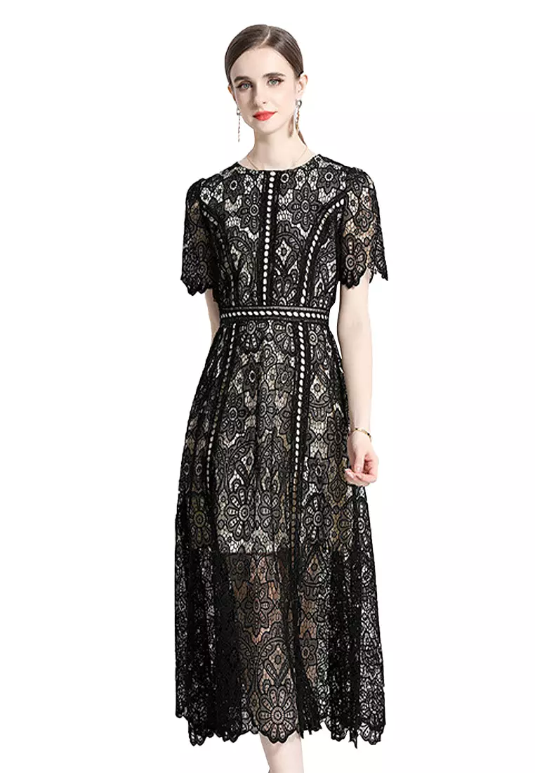 Buy Sunnydaysweety 2023 New Summer French style Hollow Out Lace