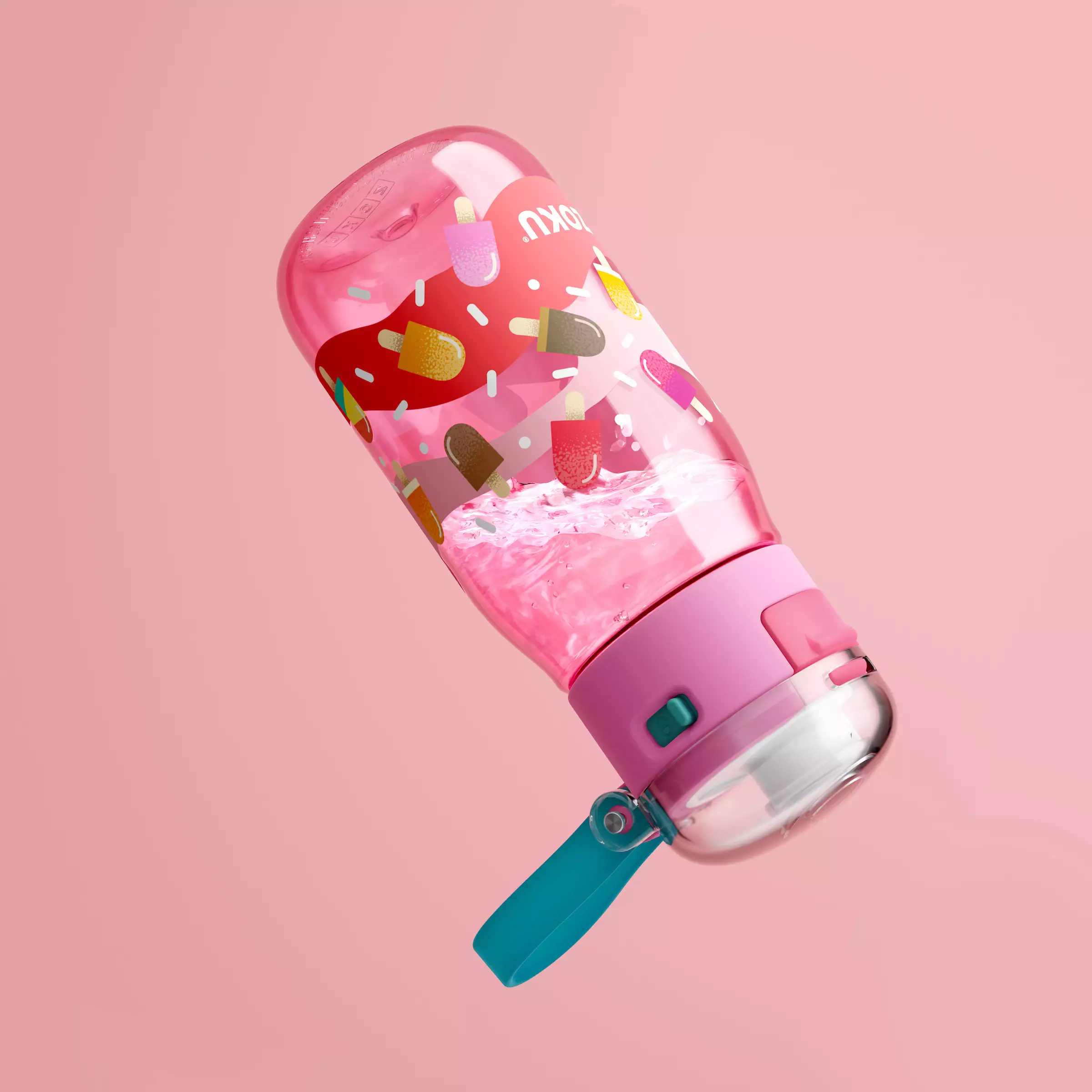Zoku Pink Pops Kids Flip Gulp Bottle - Botol Minum, Botol Minum Anak, Botol Minum teguk, Botol Minum anti tumpah
