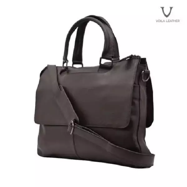 Tas Laptop Kulit Asli Voila Archer Brown