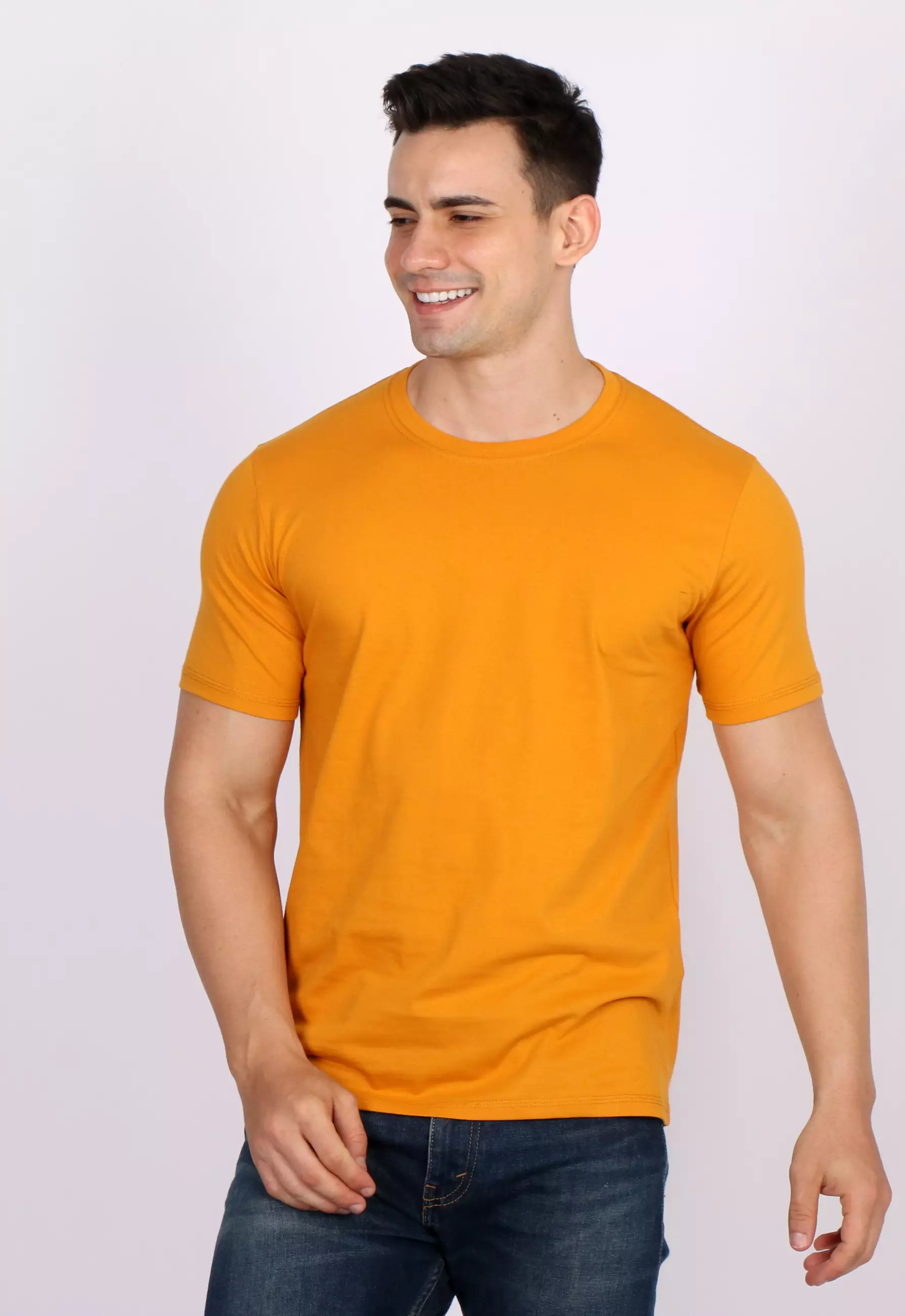 Simple Perfect Kaos Polos Cotton Lengan Pendek Pumpkin