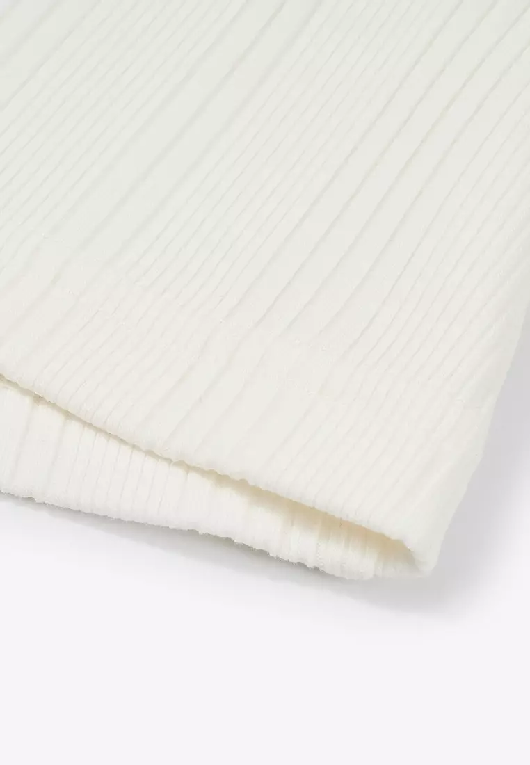 女裝鳶尾花 LOGO 暗紋提花短版長袖 POLO 衫