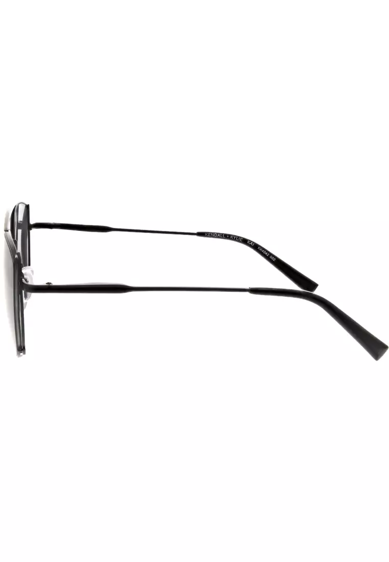 Kendall + Kylie Satin Black Teardrop Aviator Kai Sunglasses