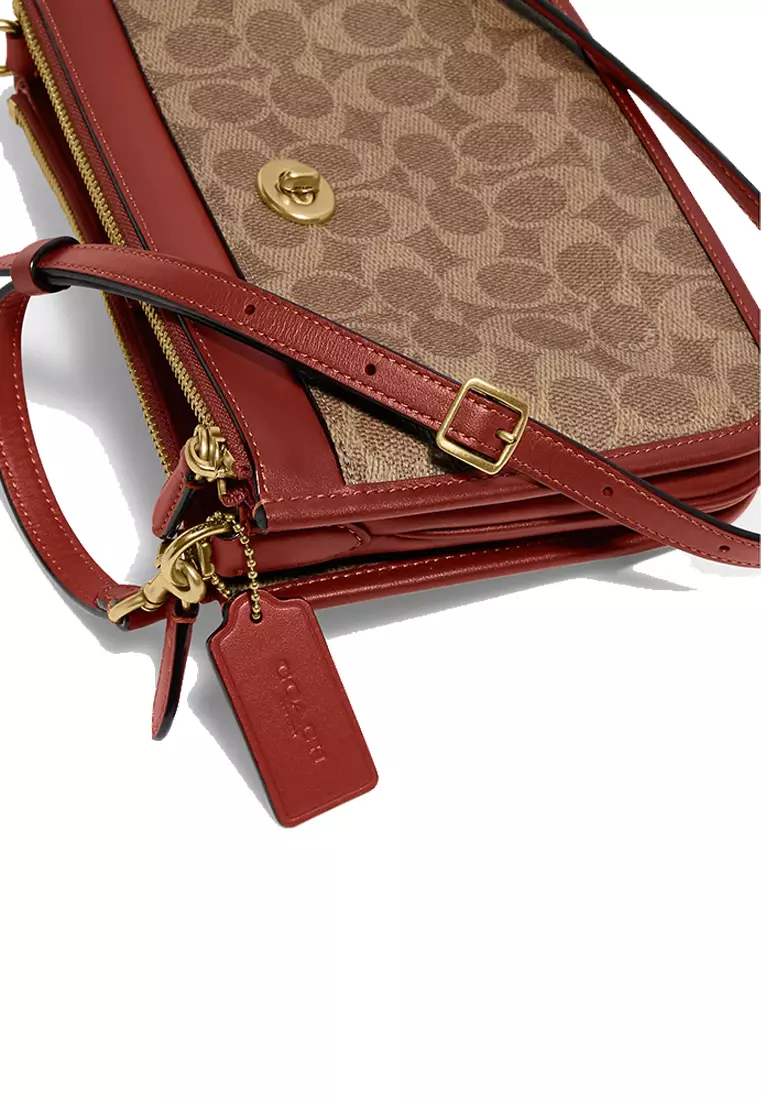 Slim turnlock crossbody in signature canvas clearance