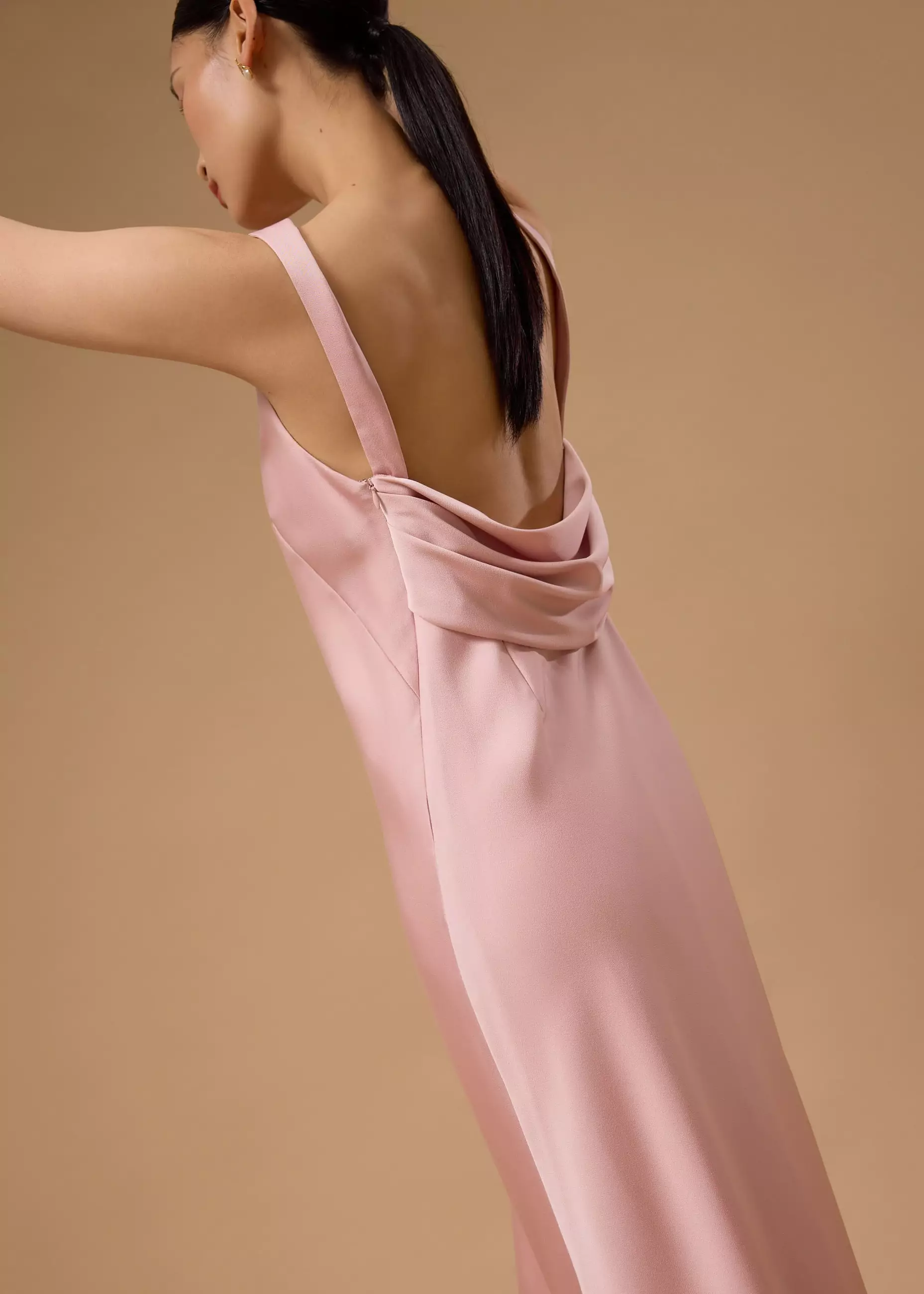 Dress Wanita - BraFree by LB Satin Cowl Neck Bias Cut Maxi Dress