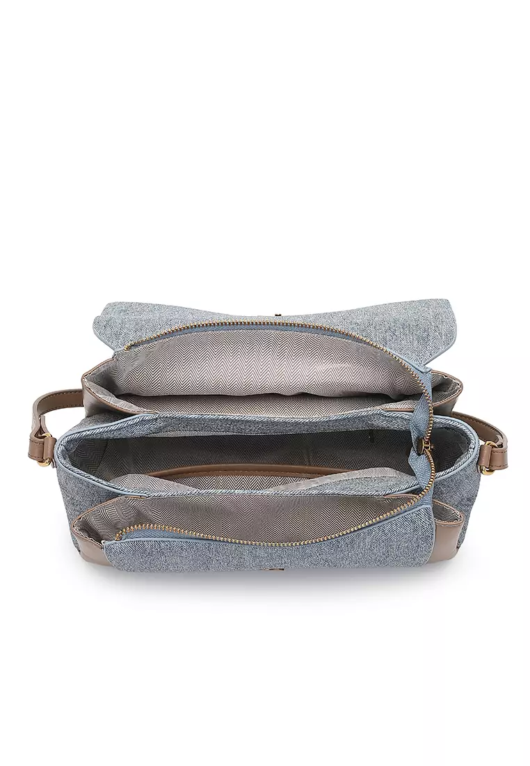 Women's Sling Bag / Crossbody Bag / Shoulder Bag - Light Blue / Dark Khaki