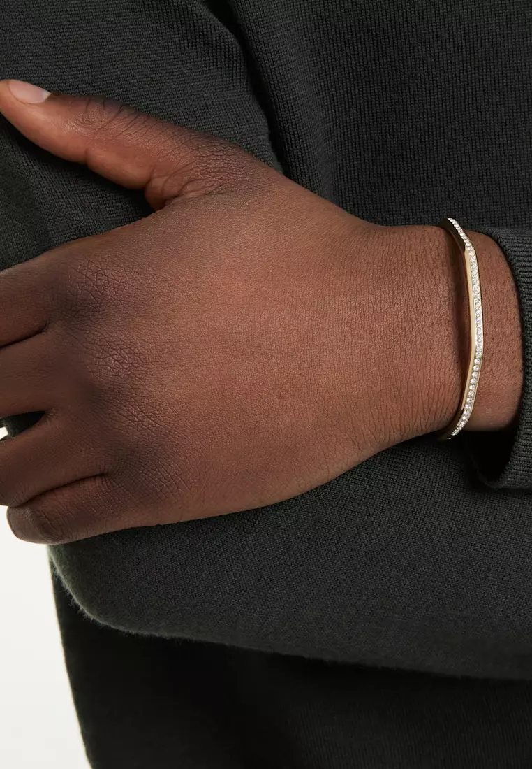Dextera bangle, Octagon shape, Round cut, White, Gold-tone plated