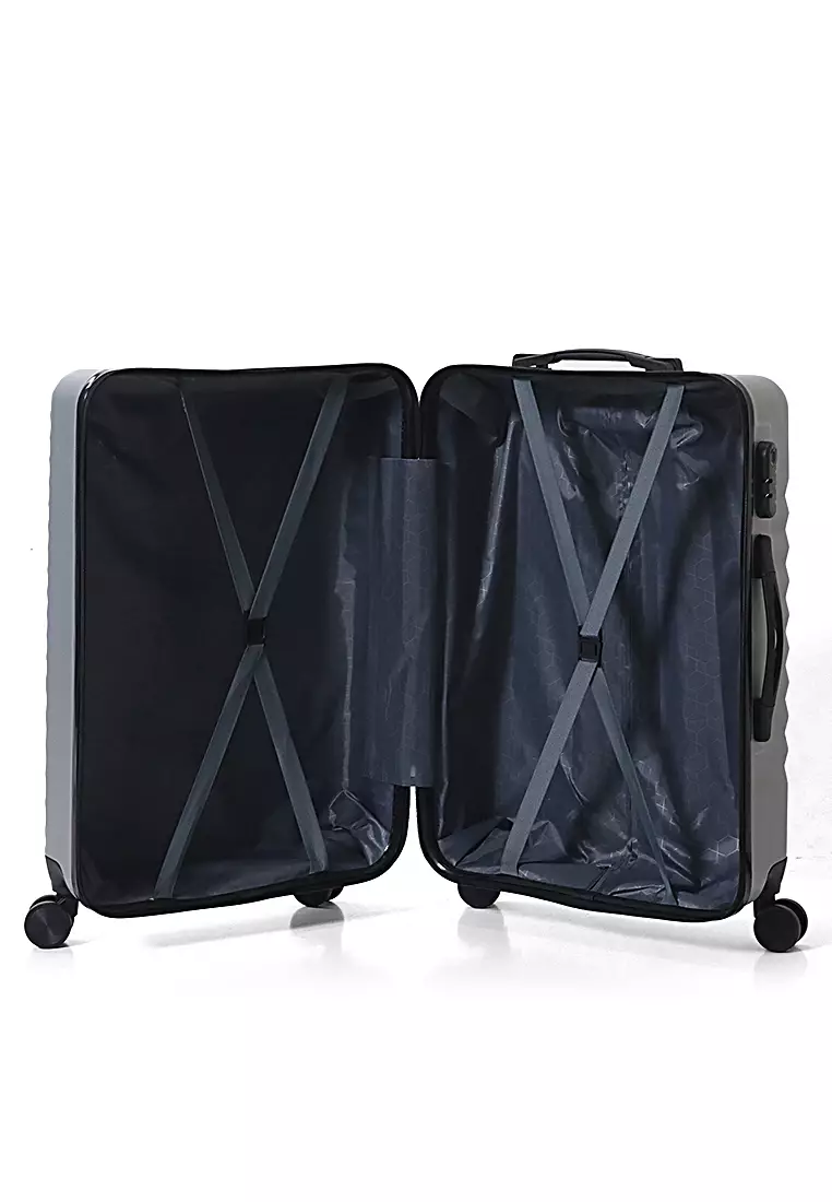 Isvara Tas Koper One Set Unisex Large Compartment Suitcase Number Code Locking ORIGINAL - Light Grey