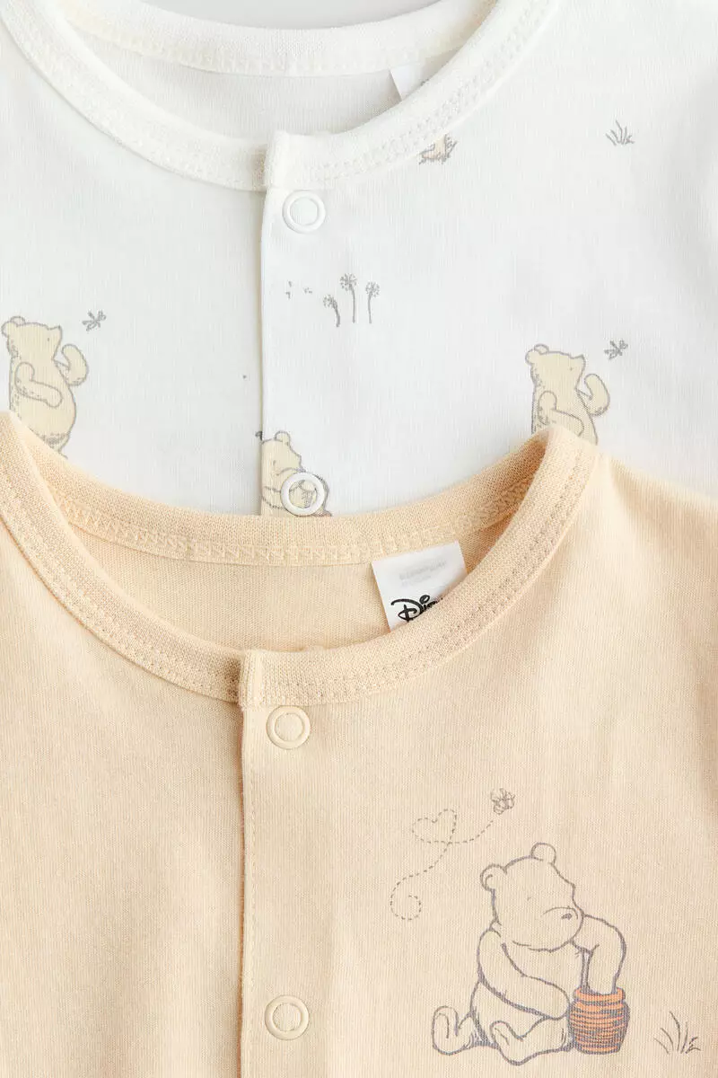 2-pack printed cotton sleepsuits